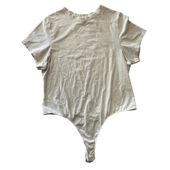 Skims Cotton Jersey Bodysuit T-Shirt Women’s 4X Cream Short Sleeve Stretch Snap - Picture 3 of 8